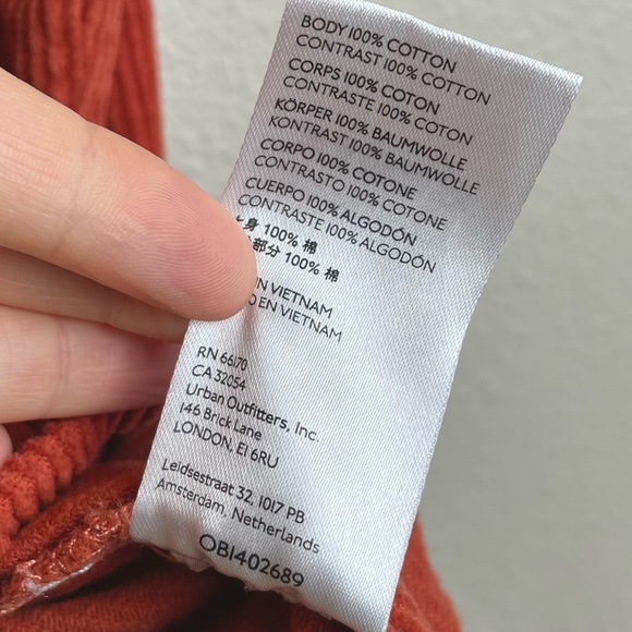 Urban Outfitters Men's Large Teracotta Corduroy Popover Collared Shirt Orange - Picture 13 of 16